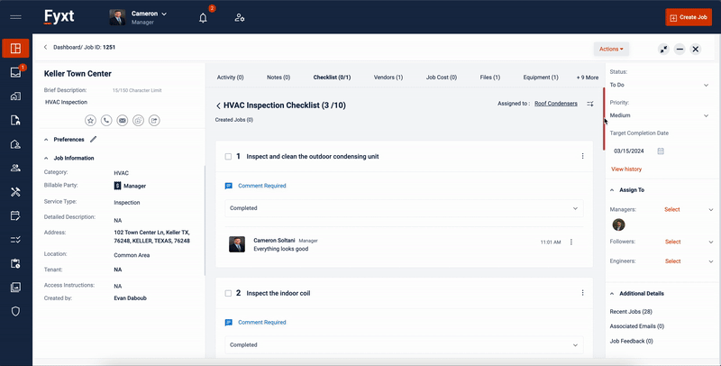 checklist - create new job