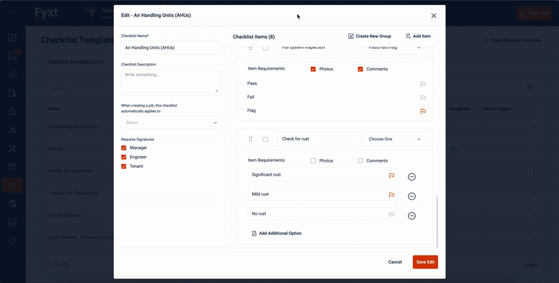 customize checklist items